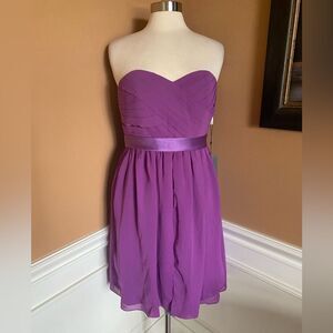 Cocomelody Purple sweetheart Strapless Chiffon Party Dress 12 L purple